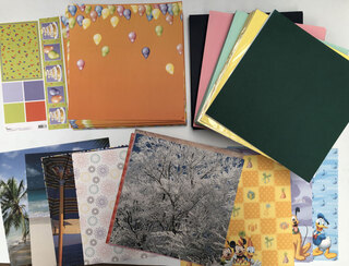 Ca. 363x Scrapbook karton vellen, feest – scrapbook papier etc.